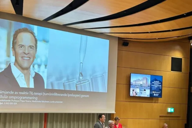 bild på en scen där någon tar emot ett pris